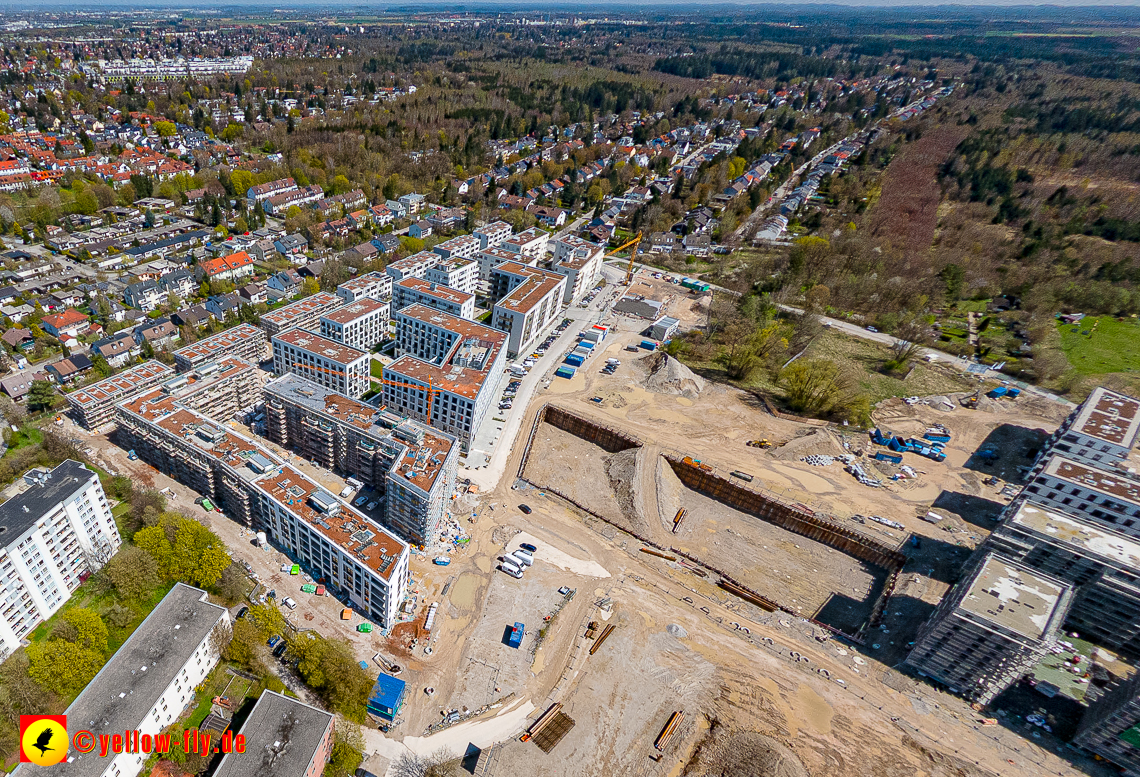 21.04.2023 - Luftbilder von der Baustelle Alexisquartier und Pandion Verde in Neuperlach